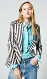 Smythe Box Pleat Blazer Black Awning Stripe