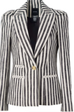 Smythe Box Pleat Blazer Black Awning Stripe