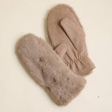 Women's Ultra-Soft Faux Fur Suede Mitten Gloves