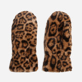 Leopard Print Faux Fur Winter Mittens