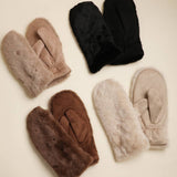 Women's Ultra-Soft Faux Fur Suede Mitten Gloves