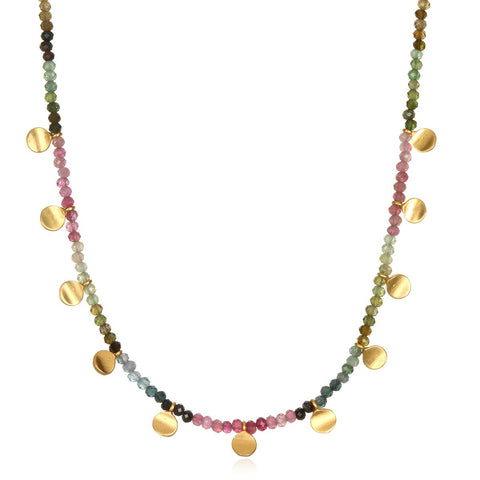 Tourmaline Gold Moon Choker Necklace