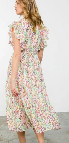 THML Flutter Sleeve Floral Dree