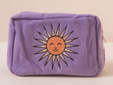 Embroidered Corduroy Makeup Bag