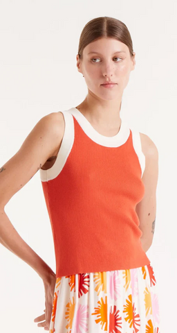 Compania Fantastica Two-Tone Orange Strap Tank Top