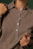 Stone Cashmere Polo Sweater