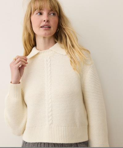 Marine Layer Everly Cable Knit Polo Sweater