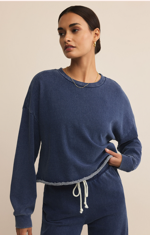 Z Supply Circuit Knit Denim Sweatshirt