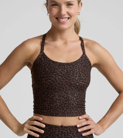 Beyond Yoga Espresso Leopard SoftMark Slim Racerback Cropped Tank
