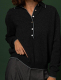 Stone Cashmere Polo Sweater