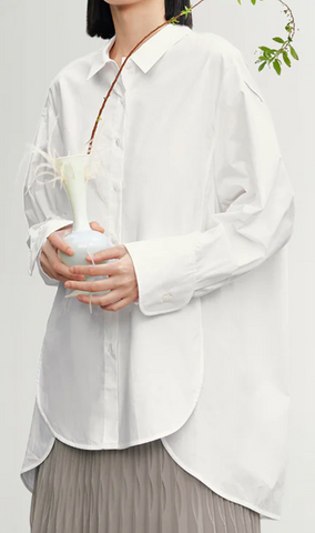 MM White Cotton Oversized Shirt