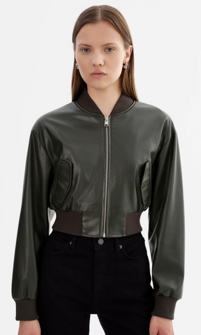 LaMarque Evelin Faux Leather Cropped Bomber