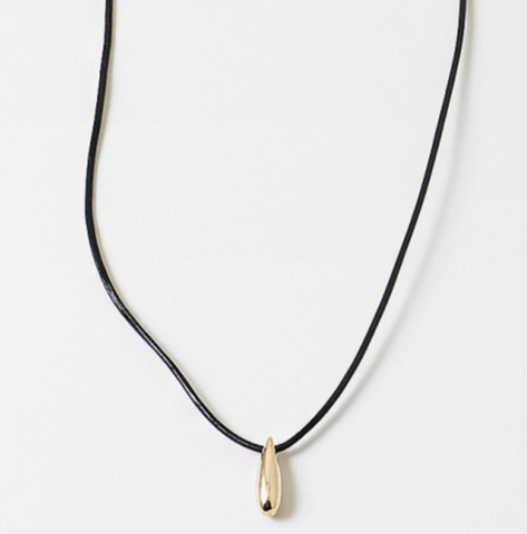 Gold Drop on Black Cord