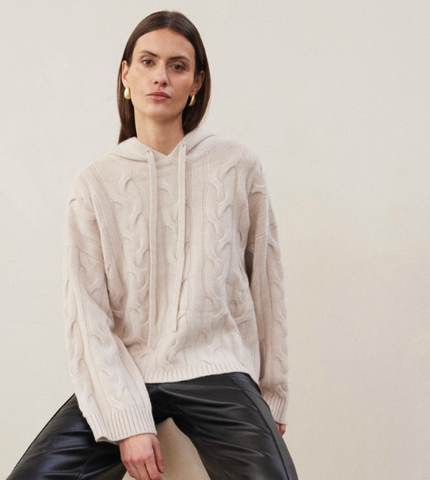 W. Cashmere Marigold Cable Knit Hoodie