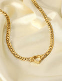 Hollow Out Heart Pendant Clasp Necklace