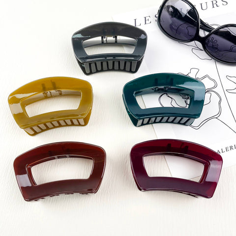 Square jelly color hollow hair clips