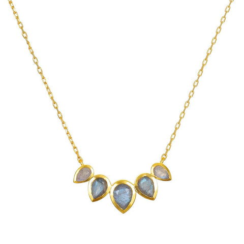 Awaken Intuition Labradorite Petal Necklace - 16"