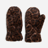 Leopard Print Faux Fur Winter Mittens