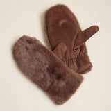 Women's Ultra-Soft Faux Fur Suede Mitten Gloves