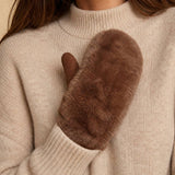 Women's Ultra-Soft Faux Fur Suede Mitten Gloves