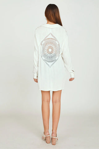 Vintage Havana White Crochet Detail Shirting