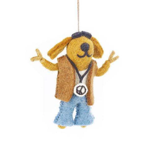 Handmade Felt Dude Dog Hanging Decoration
